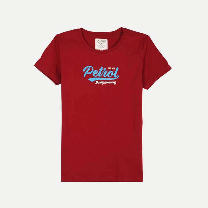 Petrol Basic Tees for Ladies Regular Fitting Shirt Special Fabric Trendy fashion Casual Top Crimson T-shirt for Ladies 110998 (Crimson)