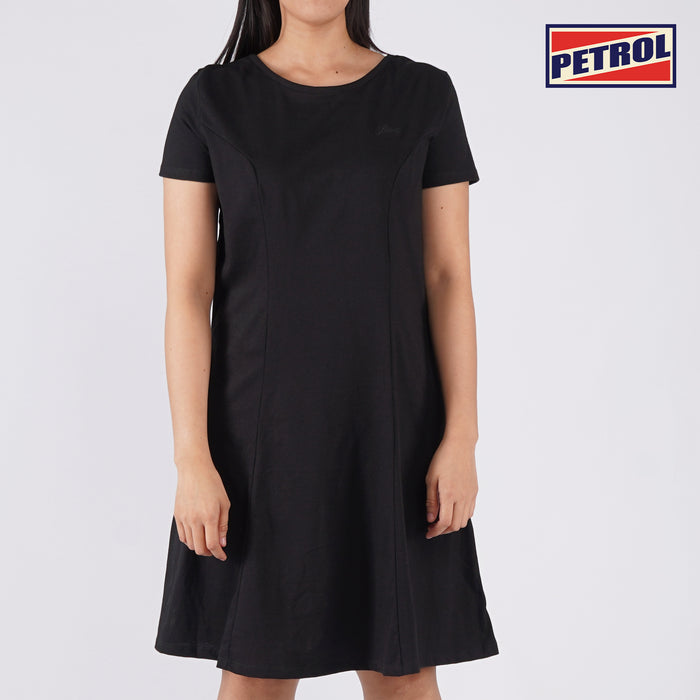 Petrol Ladies' Modified Dress Regular Fitting Blouse CVC Jersey Fabric Trendy fashion Casual Top Black Dress for Ladies 139068 (Black)