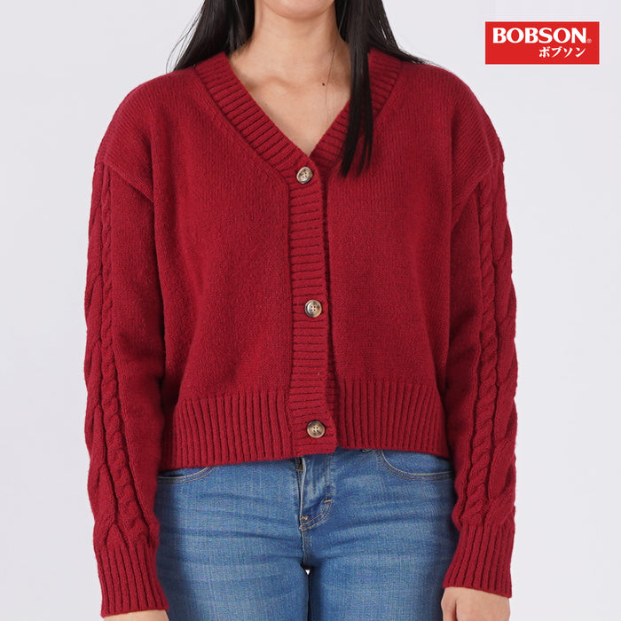 Bobson Japanese Ladies Basic Long Sleeve Cardigan for Women Trendy Fashion High Quality Apparel Comfortable Casual Jacket for Women Regular Fit 121689 (Maroon)