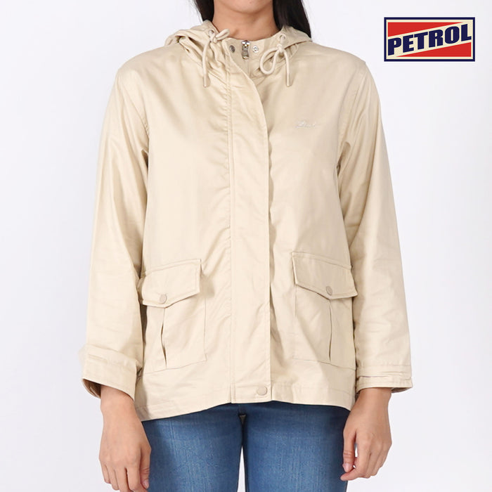 Petrol Ladies Basic Jacket Loose Fitting for Women Trendy Fashion Cotton Twill High Quality Apparel Comfortable Casual Jacket for Women 130722 (Beige)