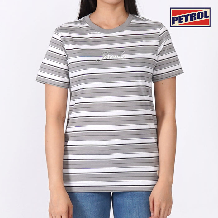 Petrol Basic Tees for Ladies Relaxed Fitting Shirt Stripe Jersey Fabric Trendy fashion Casual Top Light Gray T-shirt for Ladies 117676 (Light Gray)
