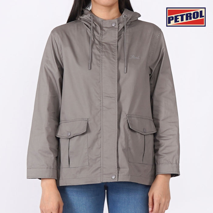 Petrol Ladies Basic Jacket Loose Fitting for Women Trendy Fashion Cotton Twill High Quality Apparel Comfortable Casual Jacket for Women 130722 (Light Gray)