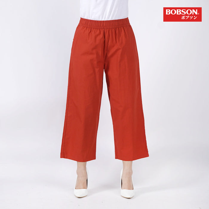 Bobson Japanese Ladies Basic Non-Denim Cullotes Trouser Pants for Women Trendy Fashion High Quality Apparel Comfortable Casual Pants for Women Mid Waist 127984 (Rust)