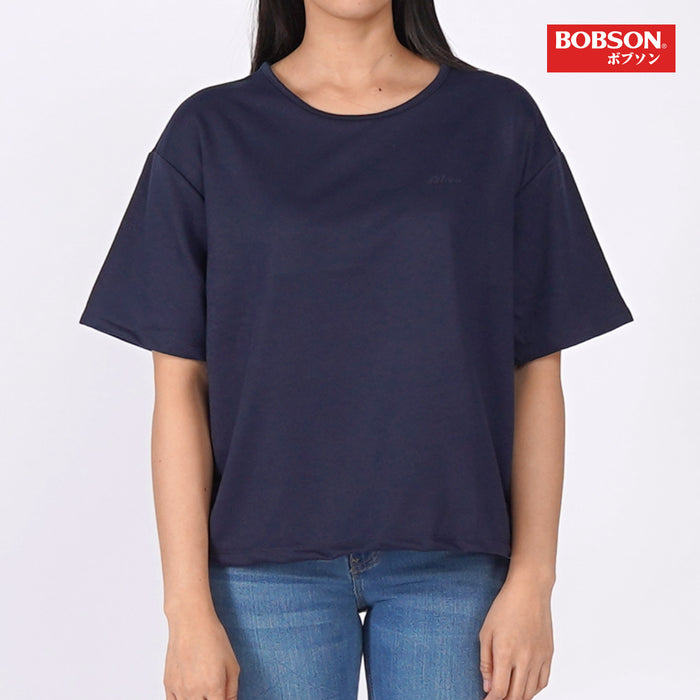 Bobson Japanese Ladies Basic Round Neck T shirt For Women Trendy Fashion High Quality Apparel Comfortable Casual Tees for Women Oversized Shirt 146178-U (Navy)