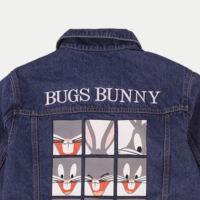 RRJ X Looney Tunes Men's Bugs Bunny Graphic Basic Denim Jacket Regular Fitting Trendy Fashion High Quality Apparel Comfortable Casual Jacket for Men 136156 (Medium Shade)