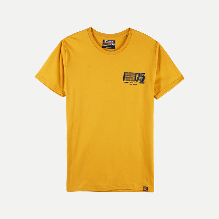 RRJ Basic Tees for Men Semi Body Fitting Shirt CVC Jersey Fabric Round Neck Trendy fashion Casual Top Yellow T-shirt for Men 126358-U (Yellow)