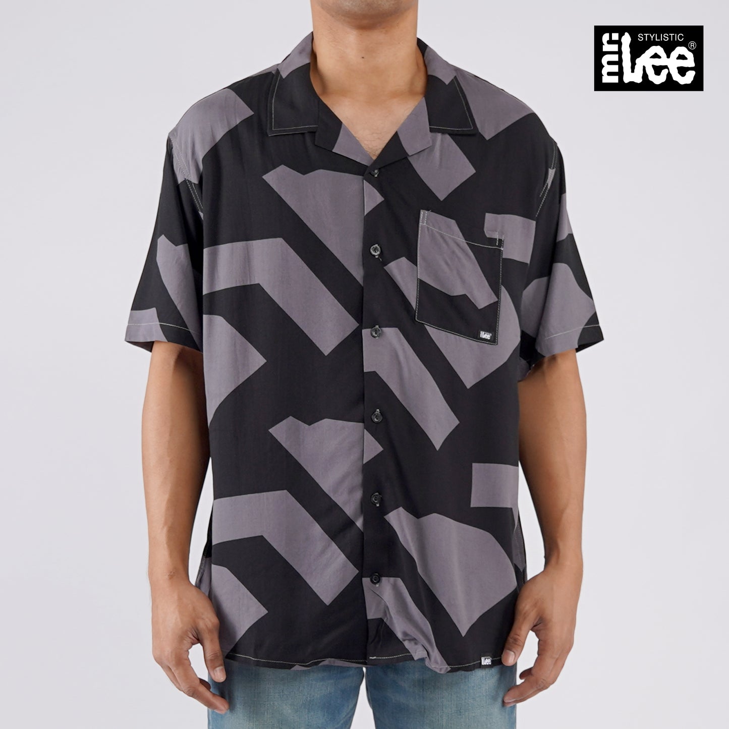 Stylistic Mr. Lee Men's Basic Woven Comfort Fitting Printed Short Sleeve Polo for Men Trendy Fashion High Quality Apparel Comfortable Casual Polo for Men Comfort Fit 124616 (Black)