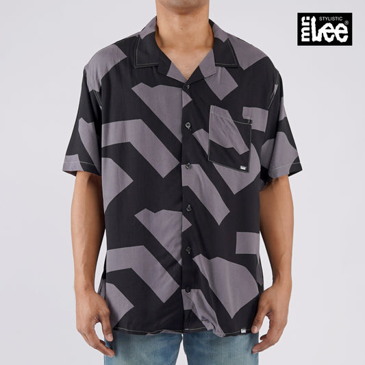 Stylistic Mr. Lee Men's Basic Woven Comfort Fitting Printed Short Sleeve Polo for Men Trendy Fashion High Quality Apparel Comfortable Casual Polo for Men Comfort Fit 124616 (Black)