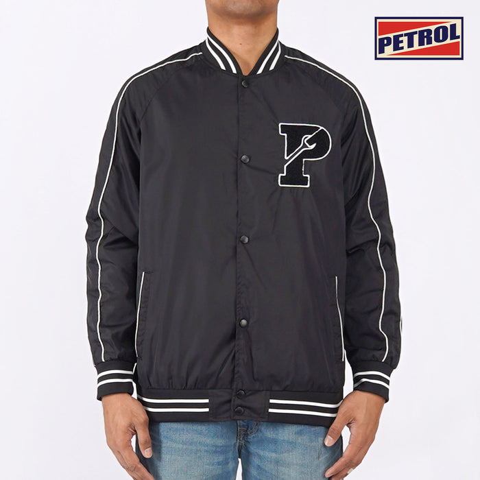 Petrol Basic Jacket for Men Regular Fitting Nylon Fabric Trendy fashion Casual Top Black Jacket for Men 130774 (Black)