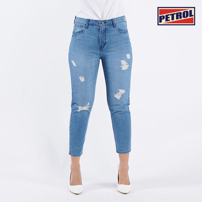 Petrol Ladies Basic Denim Boyfriend Jeans for Women Trendy Fashion High Quality Apparel Comfortable Casual Pants for Women Mid waist 146802 (Light Shade)