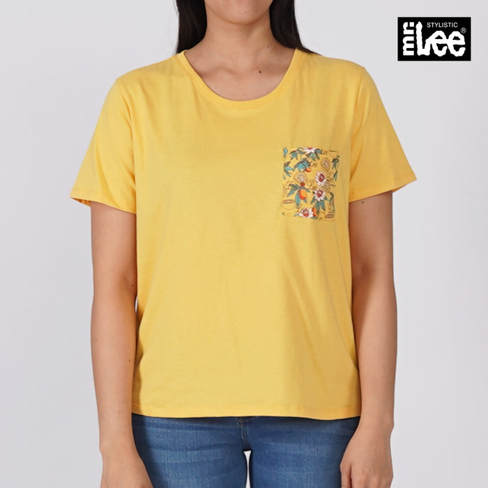 Stylistic Mr. Lee Ladies Basic Round Neck T shirt for Women Trendy Fashion High Quality Apparel Comfortable Casual Tees for Women Boxy Fit 145507-U (Yellow)
