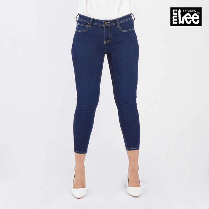 Stylistic Mr. Lee Ladies Basic Denim Stretchable Pants for Women Trendy Fashion High Quality Apparel Comfortable Casual Jeans for Women Cropped Jeans Mid Waist 146893-U (Dark Shade)
