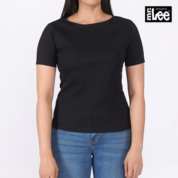 Stylistic Mr. Lee Ladies Basic Tees Plain T shirt for Women Trendy Fashion High Quality Apparel Comfortable Casual Top for Women Slim Fit 138948 (Black)