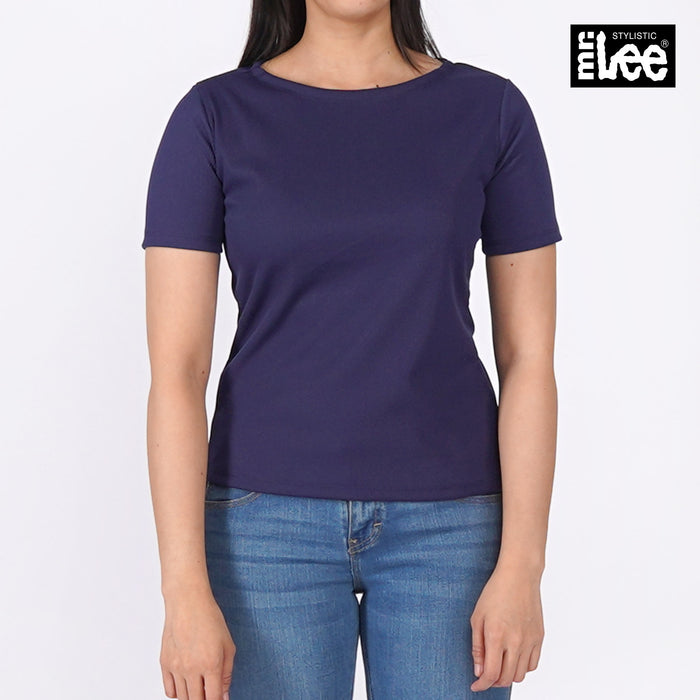 Stylistic Mr. Lee Ladies Basic Tees Plain T shirt for Women Trendy Fashion High Quality Apparel Comfortable Casual Top for Women Slim Fit 138948 (Navy)