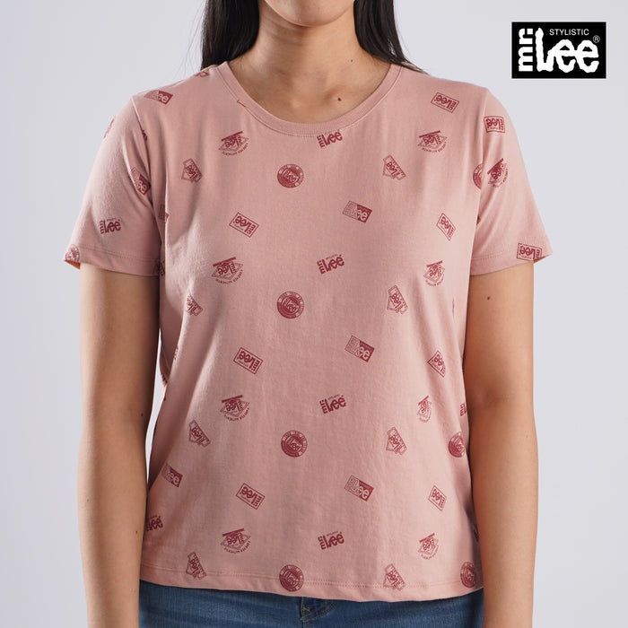 Stylistic Mr. Lee Ladies Basic Tees Round Neck T shirt for Women All Over Print Trendy Fashion High Quality Apparel Comfortable Casual Top for Women Boxy Fit 144595-U (Pink)