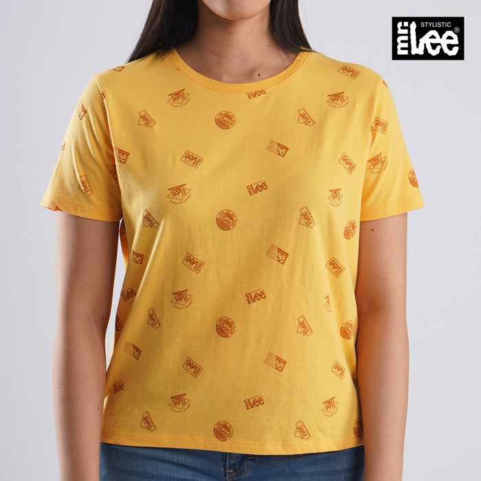 Stylistic Mr. Lee Ladies Basic Tees Round Neck T shirt for Women All Over Print Trendy Fashion High Quality Apparel Comfortable Casual Top for Women Boxy Fit 144595-U (Yellow)