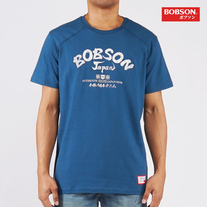 Bobson Japanese Men's Basic  Round Neck T shirt for Men Trendy Fashion High Quality Apparel Comfortable Casual Tees Slim Fit 125861 (Poseidon)