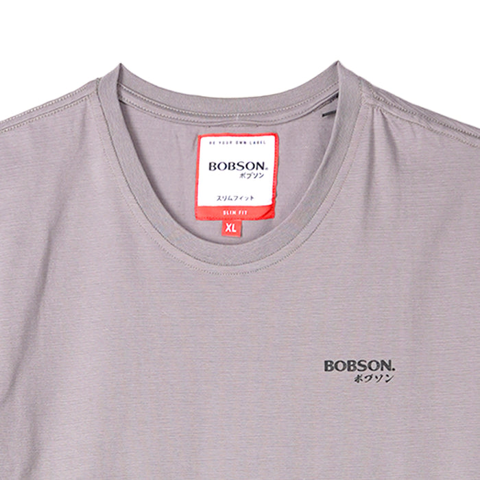 Bobson Japanese Men's Basic Round Neck T shirt for Men Trendy Fashion High Quality Apparel Comfortable Casual Tees Slim Fit 139168 (Gray)