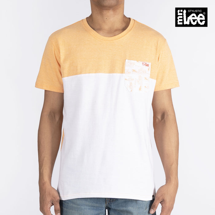 Stylistic Mr. Lee Men's Basic Tees Round Neck T shirt for Men Trendy Fashion High Quality Apparel Comfortable Casual Top for Men Semi body Fit 119481 (Light Orange)