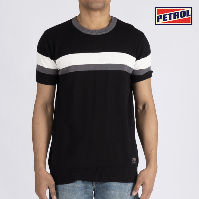 Petrol Basic Tees for Men Comfort Fitting Shirt Missed Lycra Fabric Trendy fashion Casual Top Black T-shirt for Men 140571 (Black)