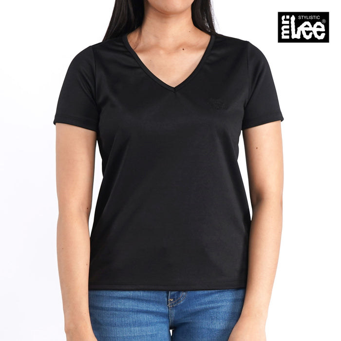 Stylistic Mr. Lee Ladies Basic V Neck T shirt for Women Trendy Fashion High Quality Apparel Comfortable Casual Tees for Women Boxy Fit 145029-U (Black)