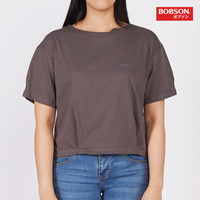 Bobson Ladies Basic  Round Neck shirt for Women Trendy Fashion High Quality Apparel Comfortable Casual Top for Women Tees Boxy Fit 137791 (Pavement)