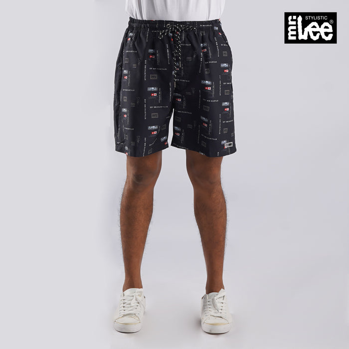 Stylistic Mr. Lee Men's Basic Non-Denim Swim short All over Print Trendy Fashion High Quality Apparel Comfortable Casual Taslan short for Men 128502 (Black)