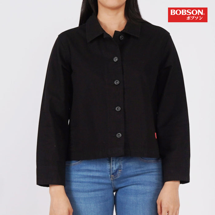 Bobson Japanese Ladies Basic Jacket for Women Trendy Fashion High Quality Apparel Comfortable Casual Jacket for Women Loose Fit 112655 (Black)