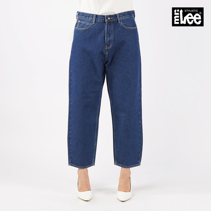 Stylistic Mr. Lee Ladies Basic Denim Balloon Mom Jeans for Women Trendy Fashion High Quality Apparel Comfortable Casual Pants for Women 149501 (Dark Shade)