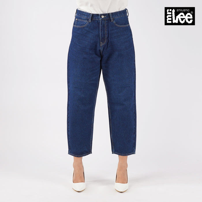 Stylistic Mr. Lee Ladies Basic Denim Balloon Mom Jeans for Women Trendy Fashion High Quality Apparel Comfortable Casual Pants for Women 150130 (Dark Shade)