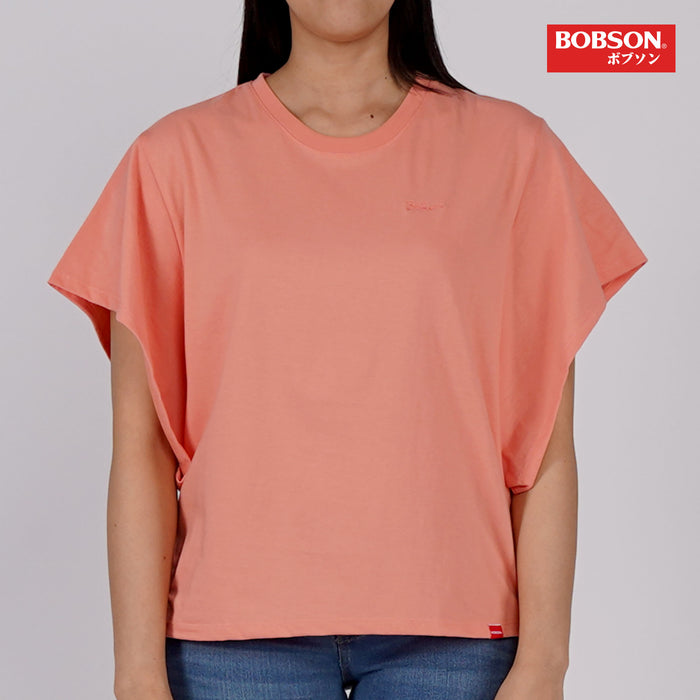Bobson Japanese Ladies Basic Round Neck T shirt For Women Trendy Fashion High Quality Apparel Comfortable Casual  Tees Relaxed Fit 142177 (Burnt Coral)