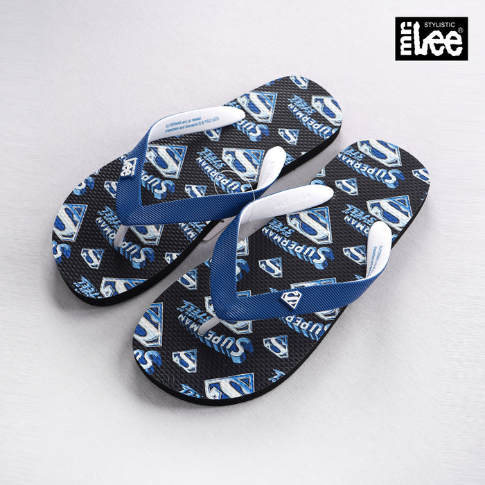 Stylistic Mr. Lee Men's X Justice League Superman Slipper Basic Accessories Slipper Trendy Fashion High Quality Apparel Comfortable Casual Slipper for Men 138126 (Blue-Black)