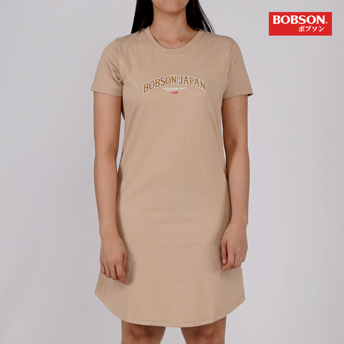 Bobson Japanese Ladies Basic Dress for Women Trendy Fashion High Quality Apparel Comfortable Casual Dress for Women Regular Fit 144102 (Light Brown)