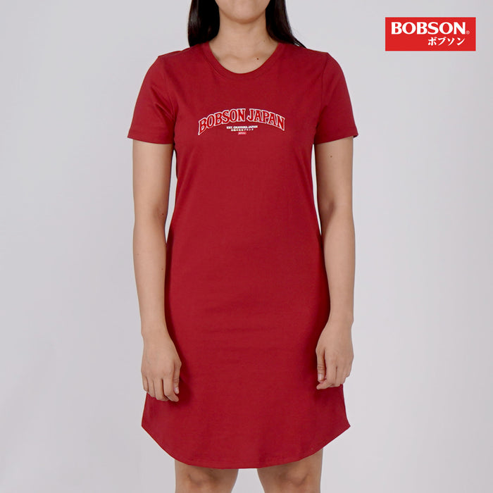 Bobson Japanese Ladies Basic Dress for Women Trendy Fashion High Quality Apparel Comfortable Casual Dress for Women Regular Fit 144102 (Red)