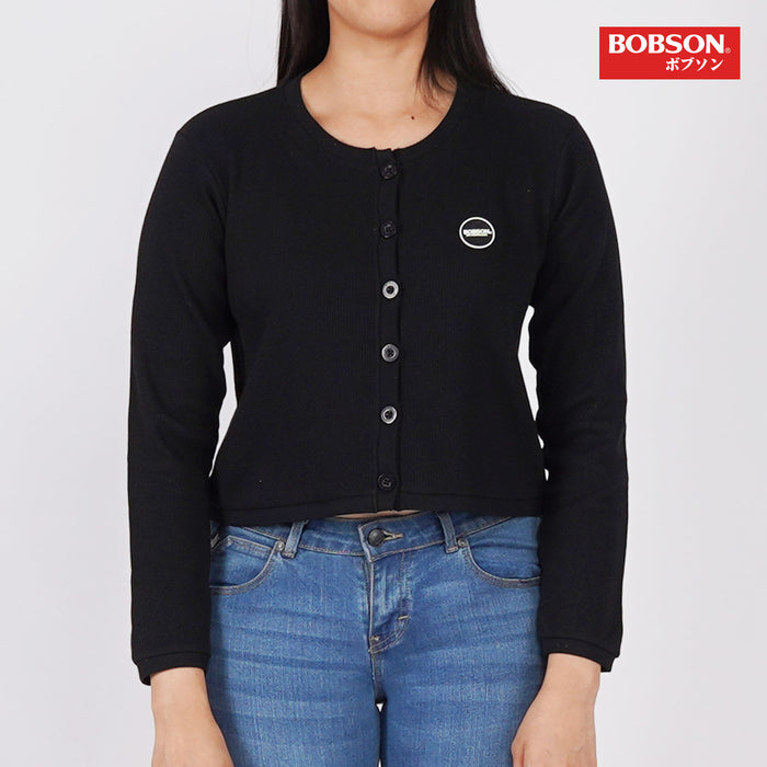 Bobson Japanese Ladies Basic Button Down Jacket for Women Trendy Fashion High Quality Apparel Comfortable Casual Jacket for Women Relaxed Fit 139200-U (Black)
