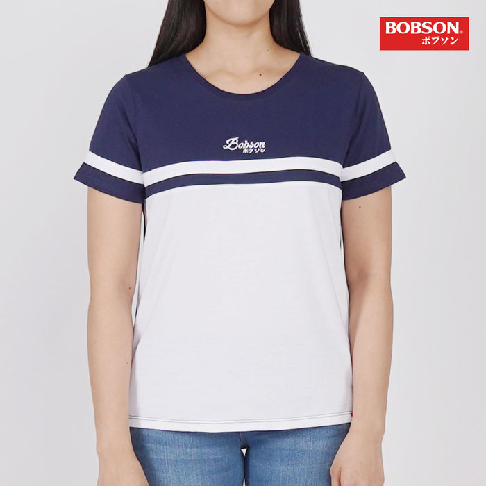 Bobson Ladies Basic Round Neck Tees for Women Trendy Fashion High Quality Apparel Comfortable Casual Top for Women Relaxed Fit 134940-U (Navy)
