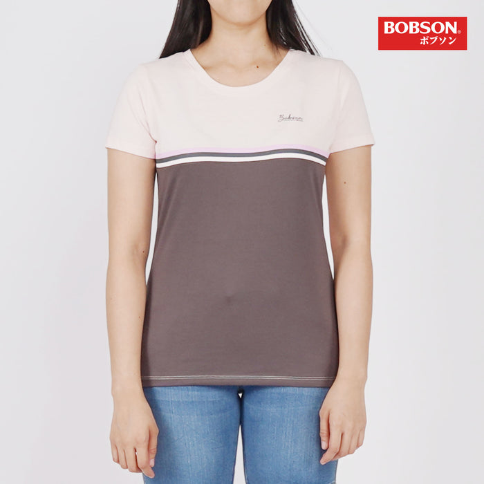 Bobson Ladies Basic Round Neck Tees for Women Trendy Fashion High Quality Apparel Comfortable Casual Top for Women Regular Fit 143719-U (Pavement)