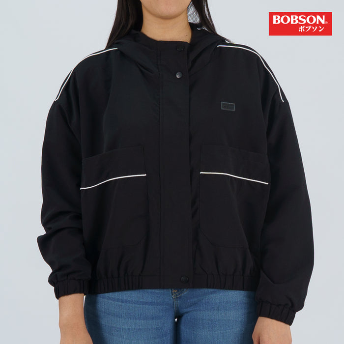 Bobson Japanese Ladies Basic Hoodie Crop Jacket Trendy Fashion High Quality Apparel Comfortable Casual Jacket for Women Crop 131517 (Black)