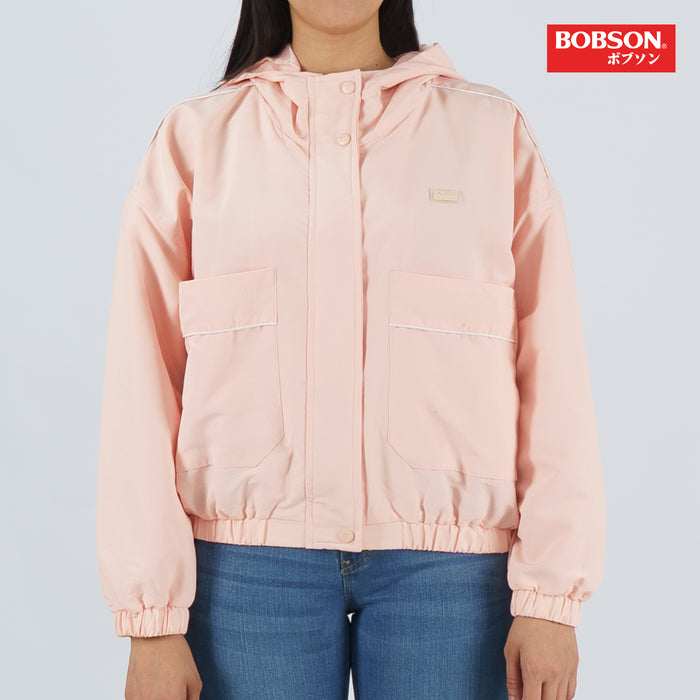 Bobson Japanese Ladies Basic Hoodie Crop Jacket Trendy Fashion High Quality Apparel Comfortable Casual Jacket for Women Crop 131517 (Blush Pink)