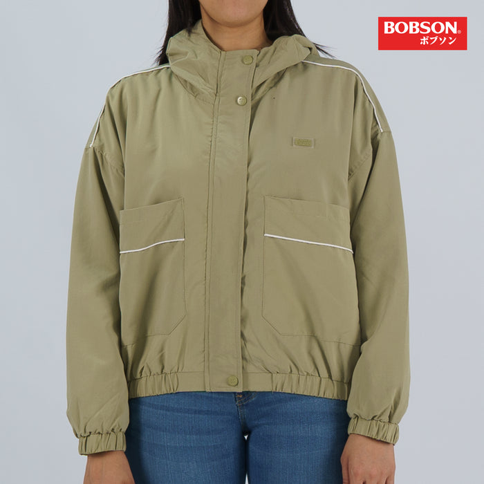 Bobson Japanese Ladies Basic Hoodie Crop Jacket Trendy Fashion High Quality Apparel Comfortable Casual Jacket for Women Crop 131517 (Green)