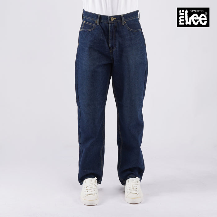 Stylistic Mr. Lee Men's Basic Denim Baggy Jeans for Men Trendy Fashion High Quality Apparel Comfortable Casual Pants for Men Mid Waist 148288 (Dark Shade)
