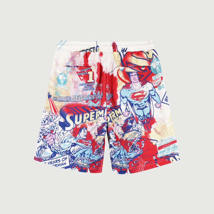 Stylistic Mr. Lee Men's X Justice League Superman All Over Print Basic Non-Denim Jogger Short for Men Trendy Fashion High Quality Apparel Comfortable Casual short for Men 132063 (Red)