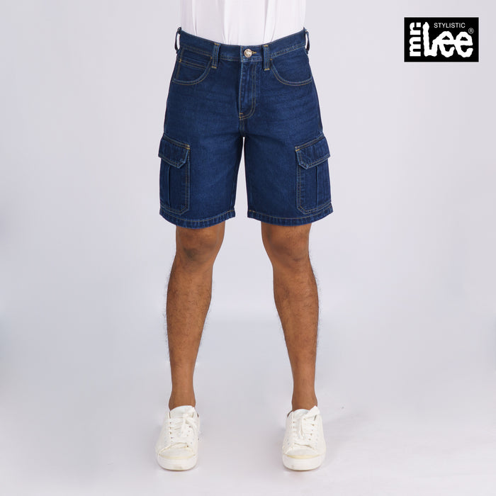 Stylistic Mr. Lee Men's Basic Denim Cargo short for Men Trendy Fashion High Quality Apparel Comfortable Casual Short for Men Mid Waist 151124 (Medium Shade)