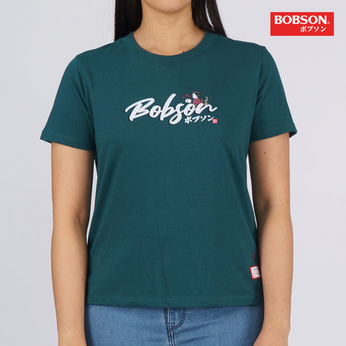 Bobson Japanese Ladies Basic Tees Round Neck for Women Trendy Fashion High Quality Apparel Comfortable Casual T Shirt for Women Boxy Fit 137015 (Teal)