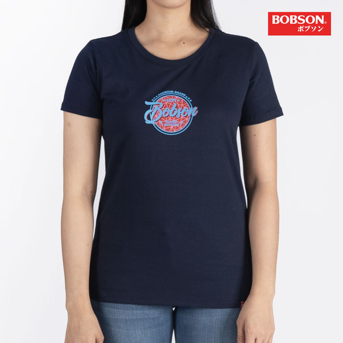 Bobson Japanese Ladies Basic Round Neck T shirt for Women Trendy Fashion High Quality Apparel Comfortable Casual Tees for Women Regular Fit 124034 (Navy)