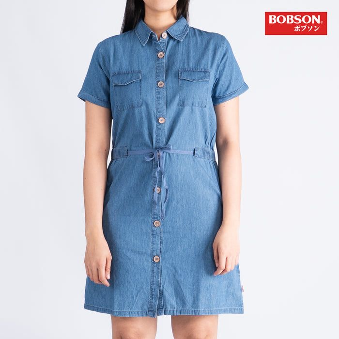 Bobson Japanese Ladies Basic Button Down Dress For Women Trendy Fashion High Quality Apparel Comfortable Casual Dress for Women Regular Fit 131601 (Medium Shade)