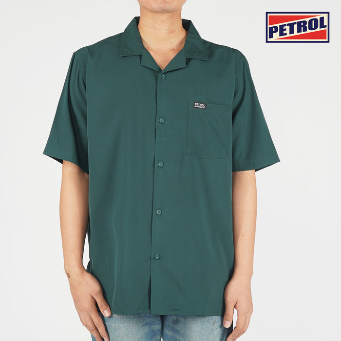 Petrol Mens Basic Woven Comfort Fitting Printed Short Sleeve Polo for Men Trendy Fashion High Quality Apparel Comfortable Casual Polo for Men 140557-U (Dark Green)