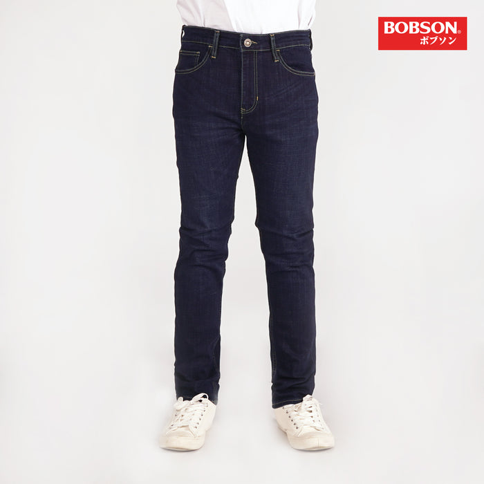 Bobson Japanese Men's Basic Denim Pants for Men Trendy Fashion High Quality Apparel Comfortable Casual Jeans for Men Super Skinny Mid Waist 150529-U (Dark Shade)
