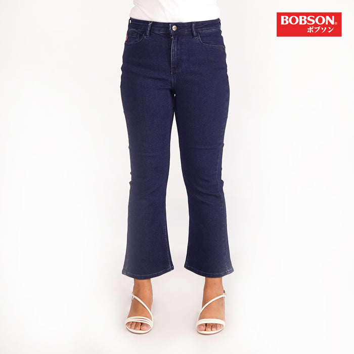 Bobson Ladies Basic Denim Flare Jeans for Women Trendy Fashion High Quality Apparel Comfortable Casual Pants for Women Mid Waist 150396 (Dark Shade)