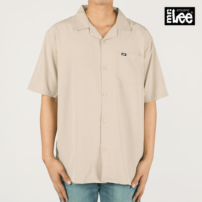 Stylistic Mr. Lee Men's Basic Woven Button Down Shirt for Men Trendy Fashion High Quality Apparel Comfortable Casual Polo for Men Comfort Fit 140120-U (Beige)
